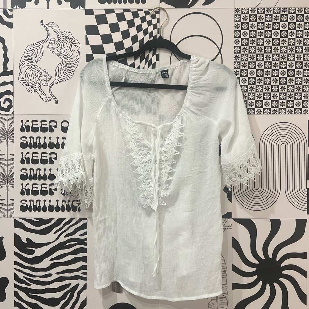 Crochet ¾ Sleeve Blouse 🤍